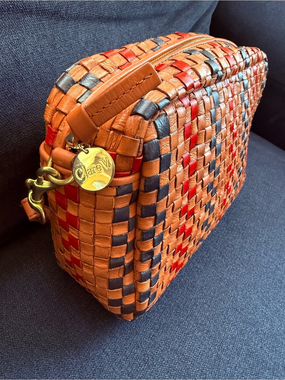 Clare V. Marisol Pinstripe Woven Checkered
